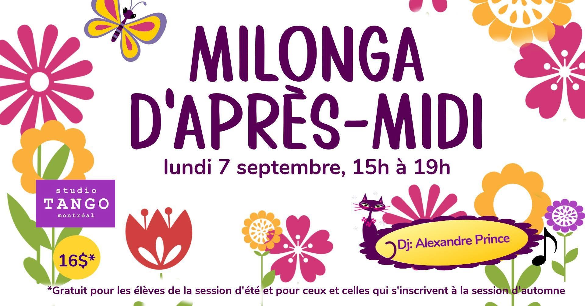 Milonga d'Après-midi • Lundi 7 septembre