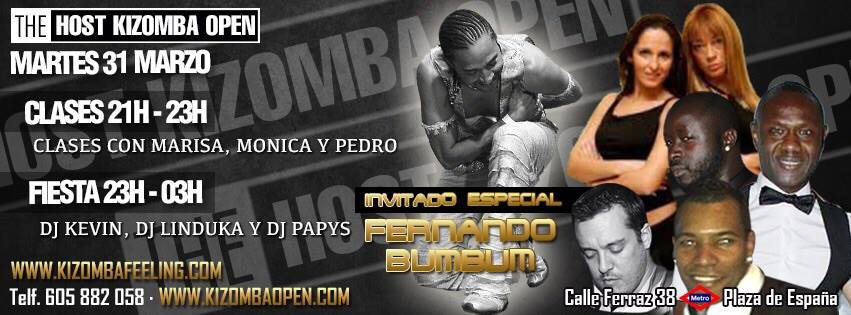 FERNANDO BUMBUM EN THE HOST KIZOMBA OPEN - MARTES 31 DE MARZO