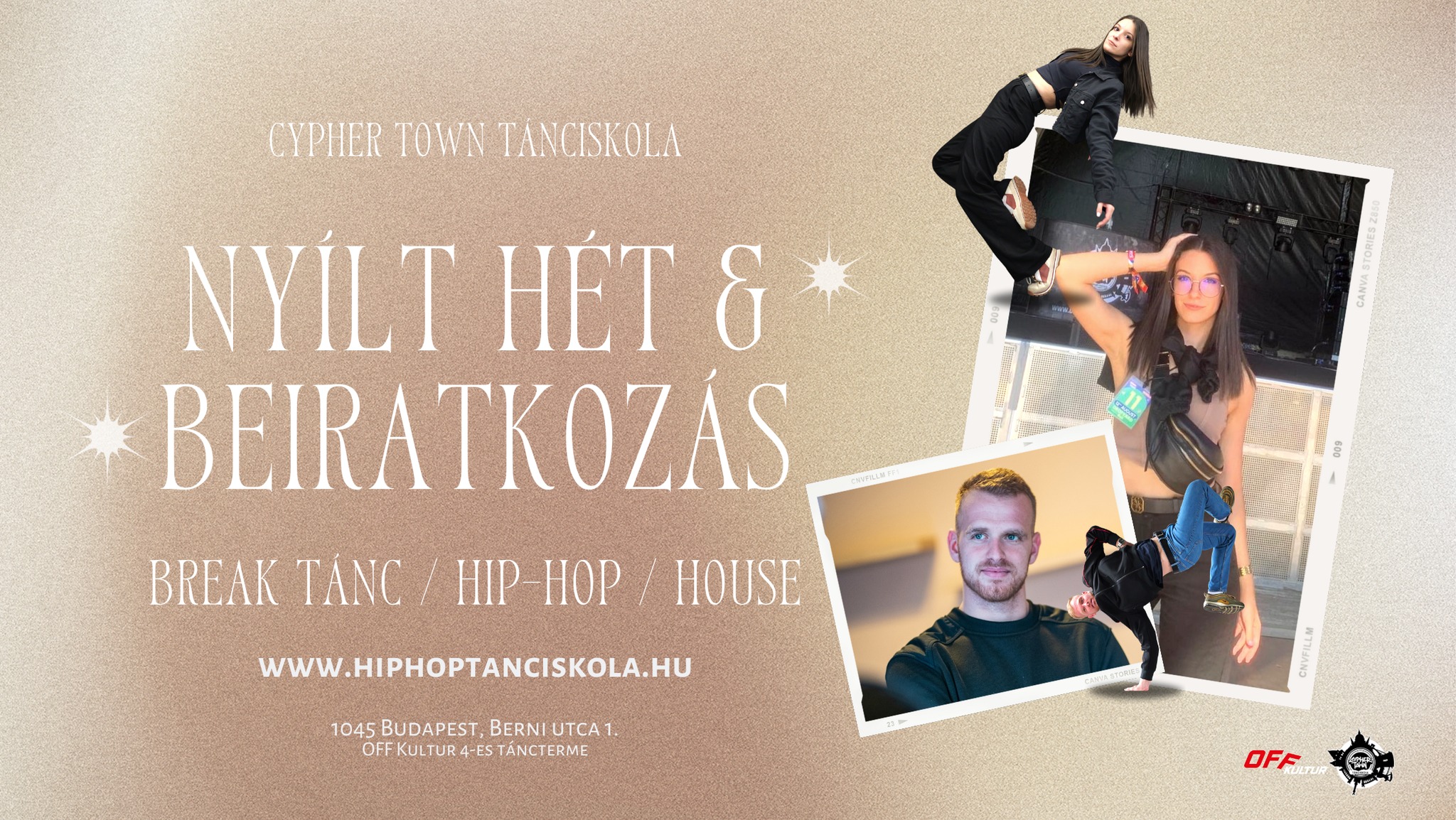 Nyílt hét & beiratkozási lehetőség Cypher Town Tánciskola OFF Kultur 2024