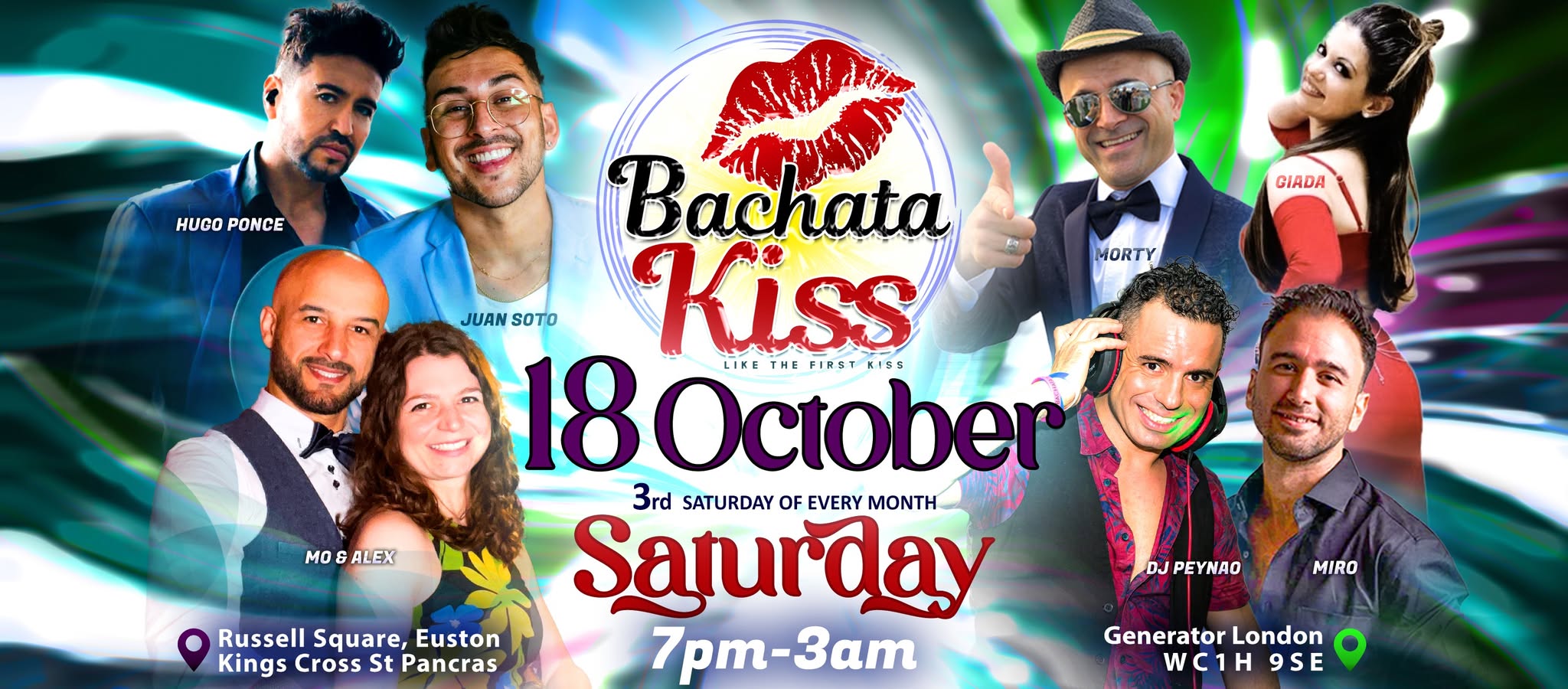 Bachata Kiss - October - Bachata classes and parties on the 3rd Saturday of every month in London