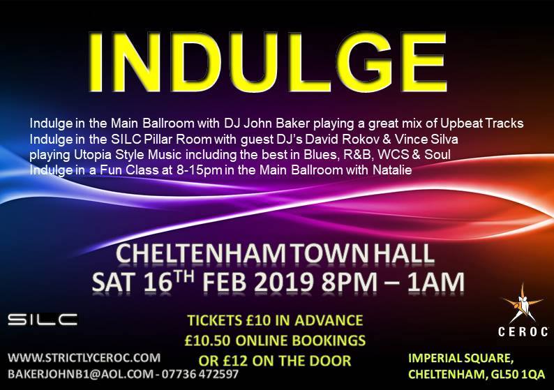 Indulge at the Cheltenham Town Hall Sat 16th Feb 2019