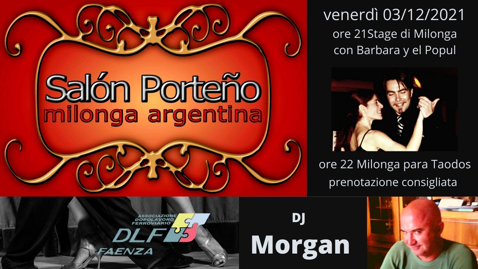 "Salón Porteño" Milonga Argentina - Dj MORGAN - Stage di Milonga con Barbara Faccani y el Popul