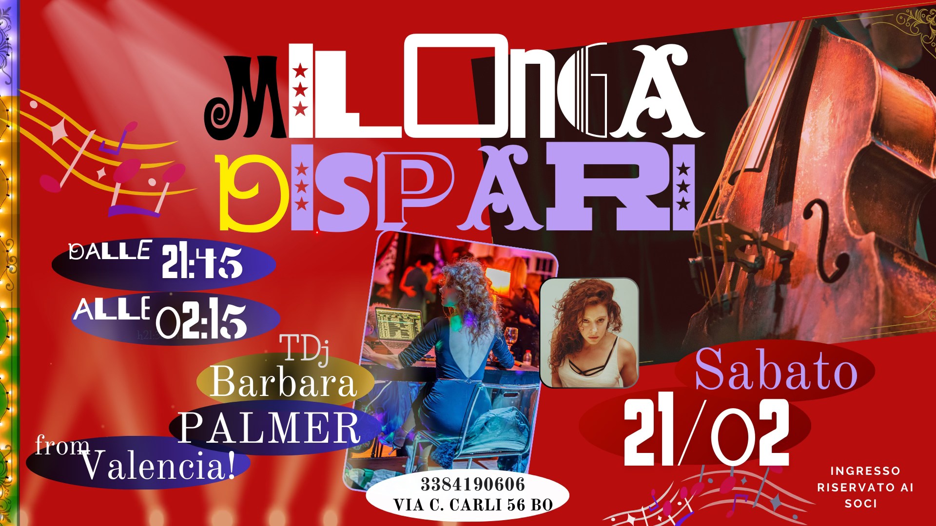 Milonga DiSPARi !! -SABATO 21 02 -TDJ: Barbara Palmer da Valencia! -Stage di Milonga in pre-Serata!