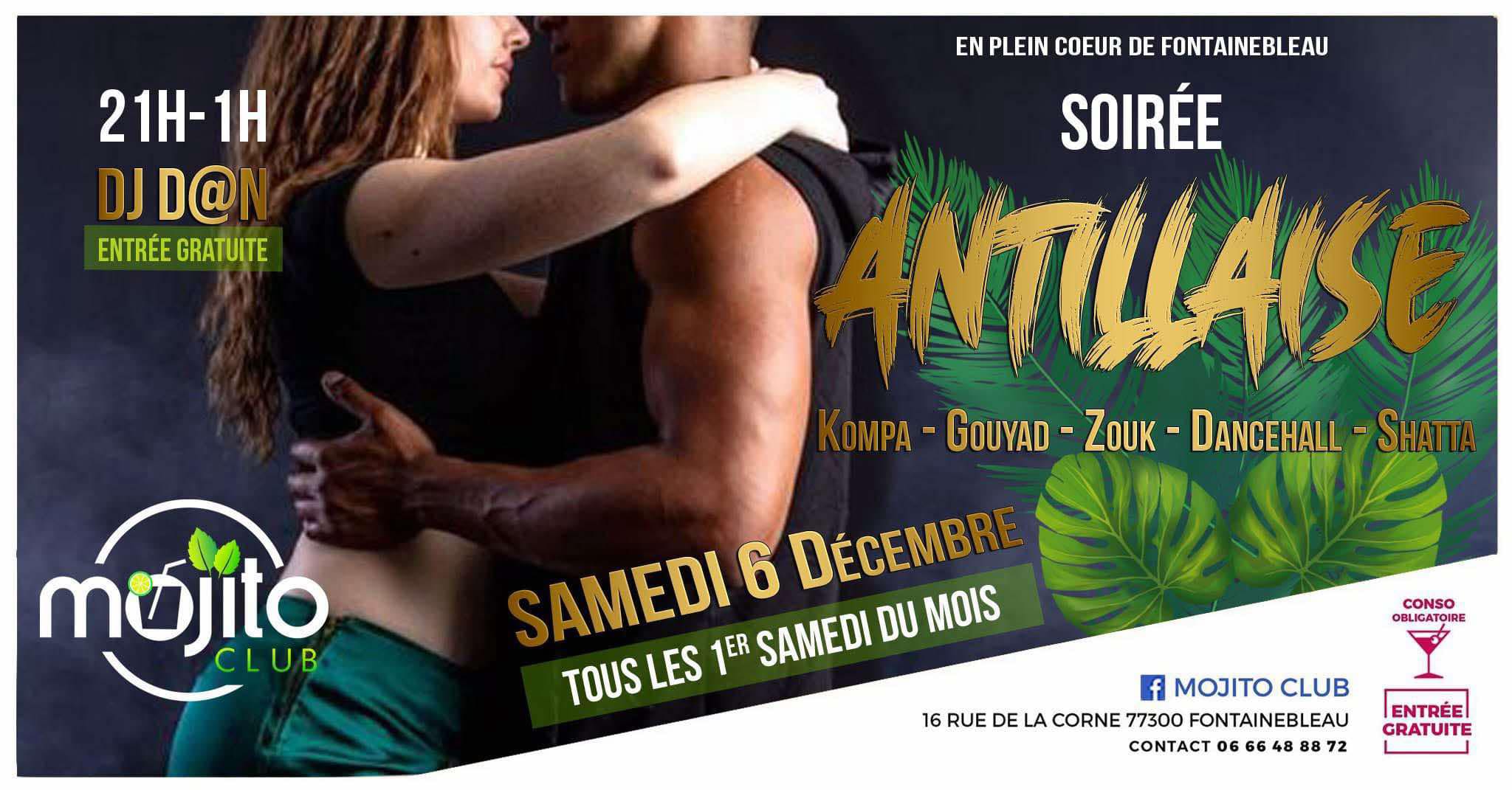 AMBIANCE Antillaise @MOJITO Club ★ Samedi 6 Décembre Dj D@N