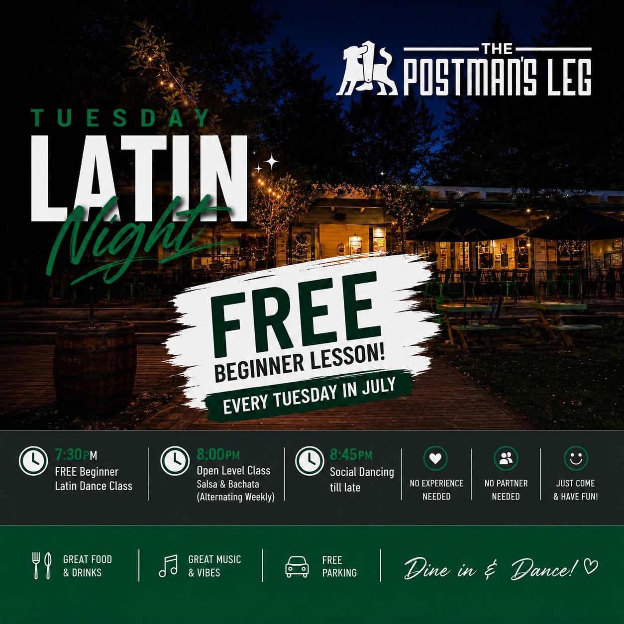 TUESDAY Latin Night at The Postman's Leg - Glenfield
