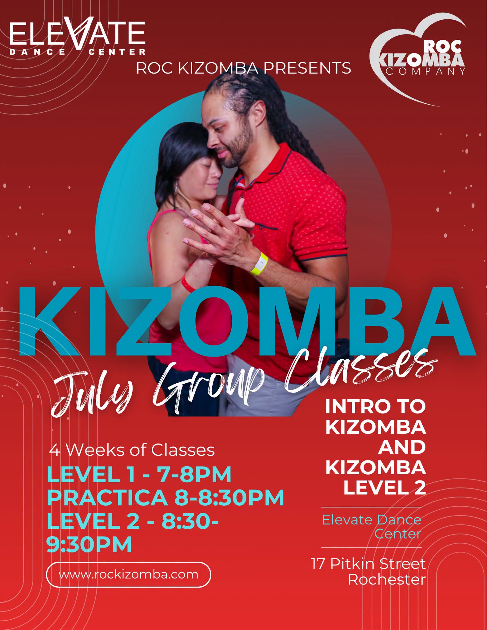 July Kizomba Classes - TWO Levels AND Practice Social - Thursdays in July