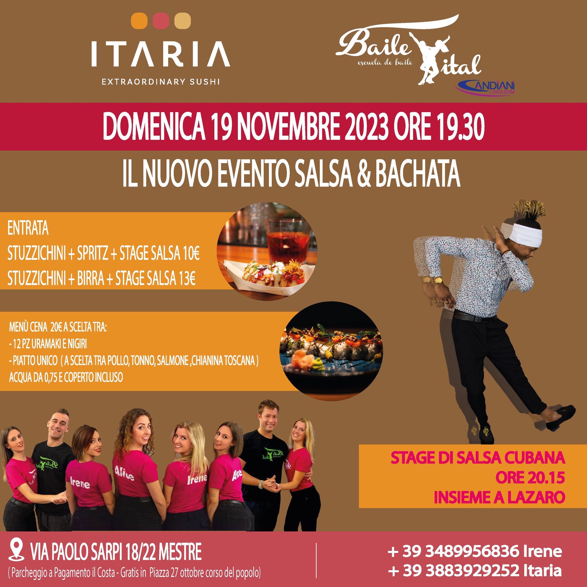 SERATA SALSA&BACHATA ALL’ITARIA DOMENICA 19 NOVEMBRE