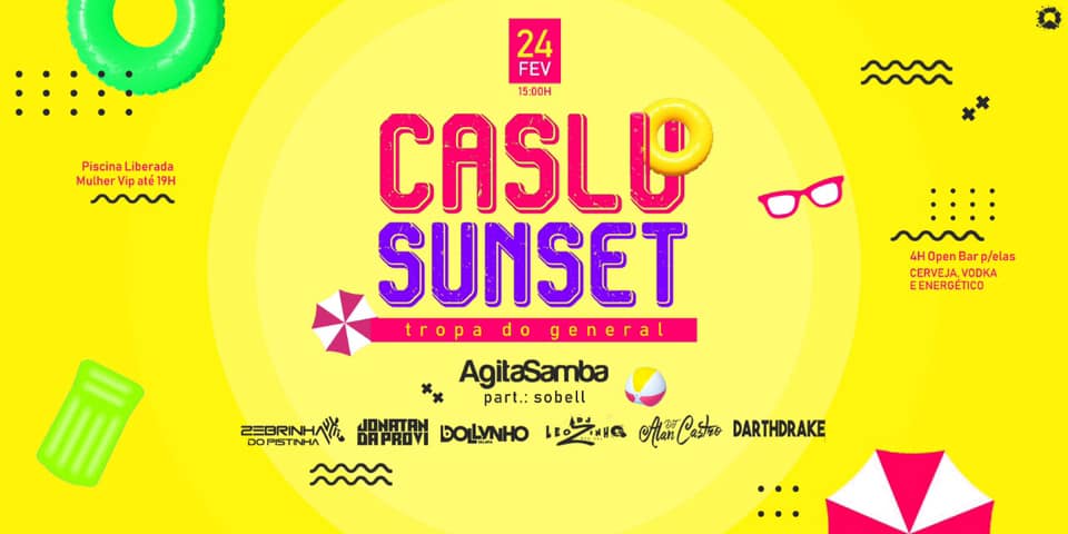 Caslu Sunset ::Agitasamba::Baile da Colômbia::Open Bar::Piscina