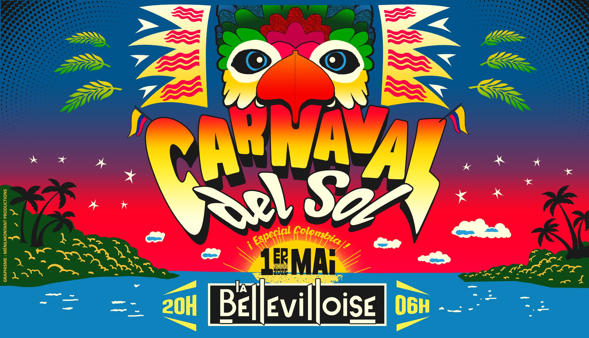 CARNAVAL DEL SOL ☀️ Ven.01.Mai 🌴 GRAN NOCHE DE FiESTA LATiNA 🎉 Especial Colombia 🇨🇴