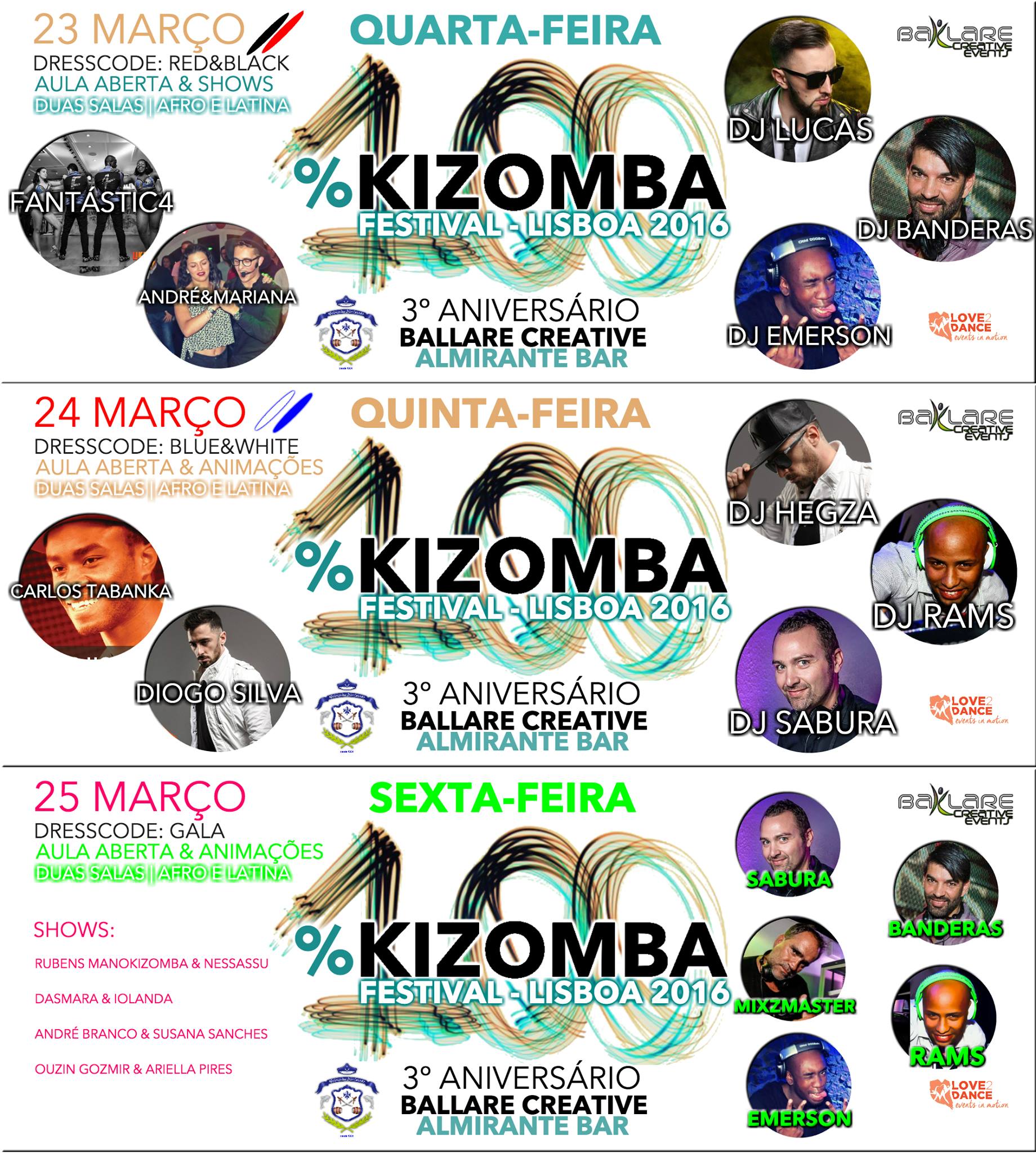 ★ 100% Kizomba Lisboa 2016 3º Aniversário Ballare Creative Almirante Ba