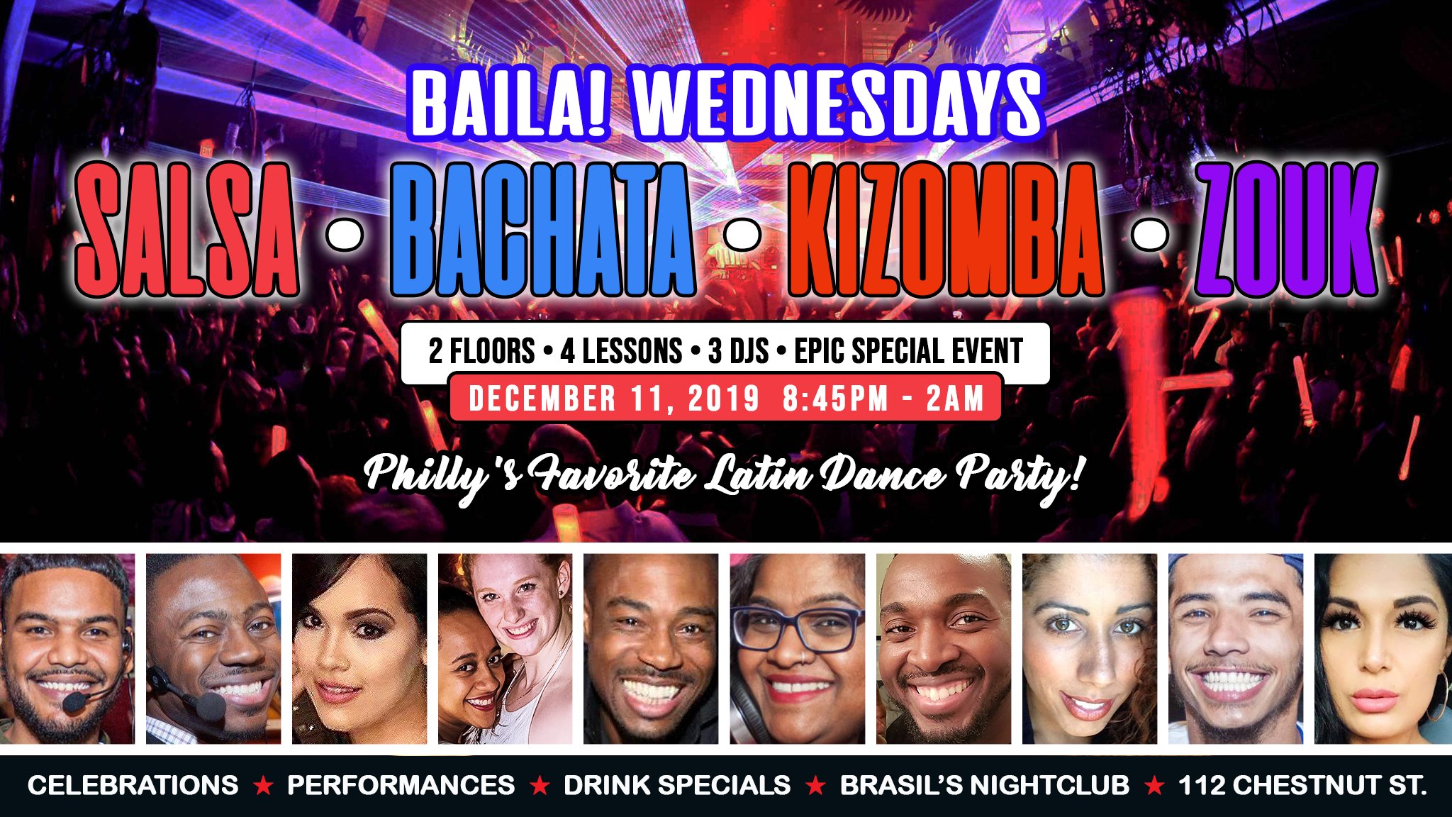 Baila Wednesdays 2-Floor 3-DJ Salsa Bachata Kizomba Zouk Bash