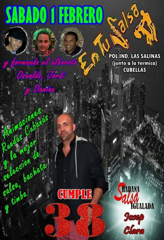 SABADO 1 DE FEBRERO VEN A CELEBRAR EL CUMPLE DEL PROFE JOSEP DE "HABANA SALSA IGUALADA"!!