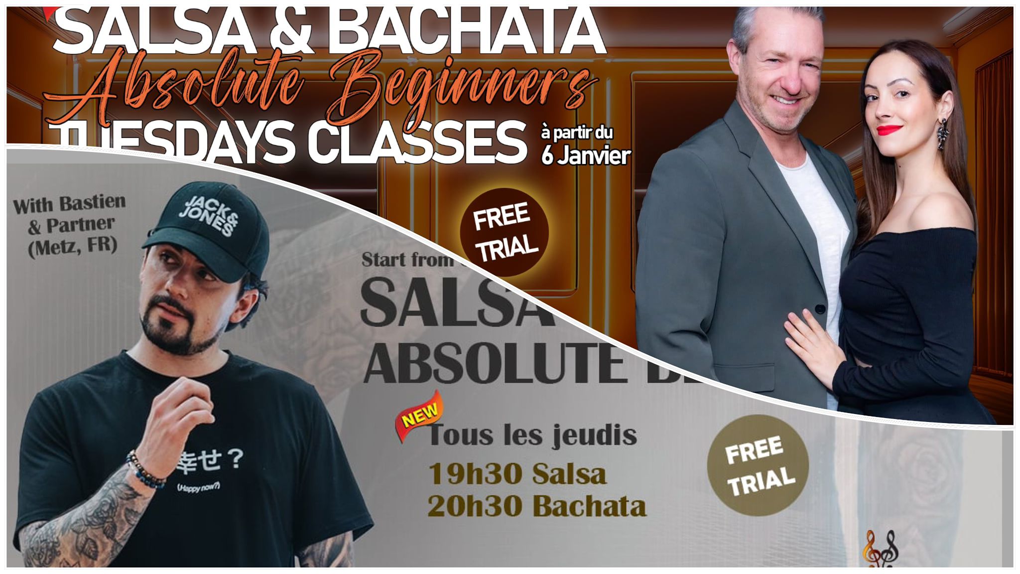 NEW Salsa and Bachata, Absolute Beginners in Lux-City. FREE Trial,Open Doors. Tuesdays & Thursdays