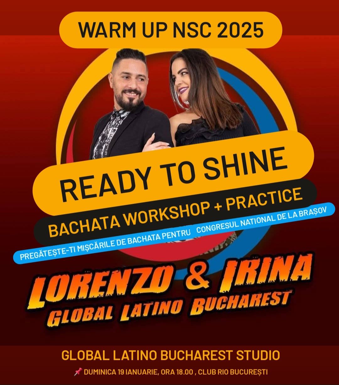 🇷🇴Warm up NSC 2025 - Ready to Shine Bachata Workshop + Practice Party @ Rio Club Bucuresti!