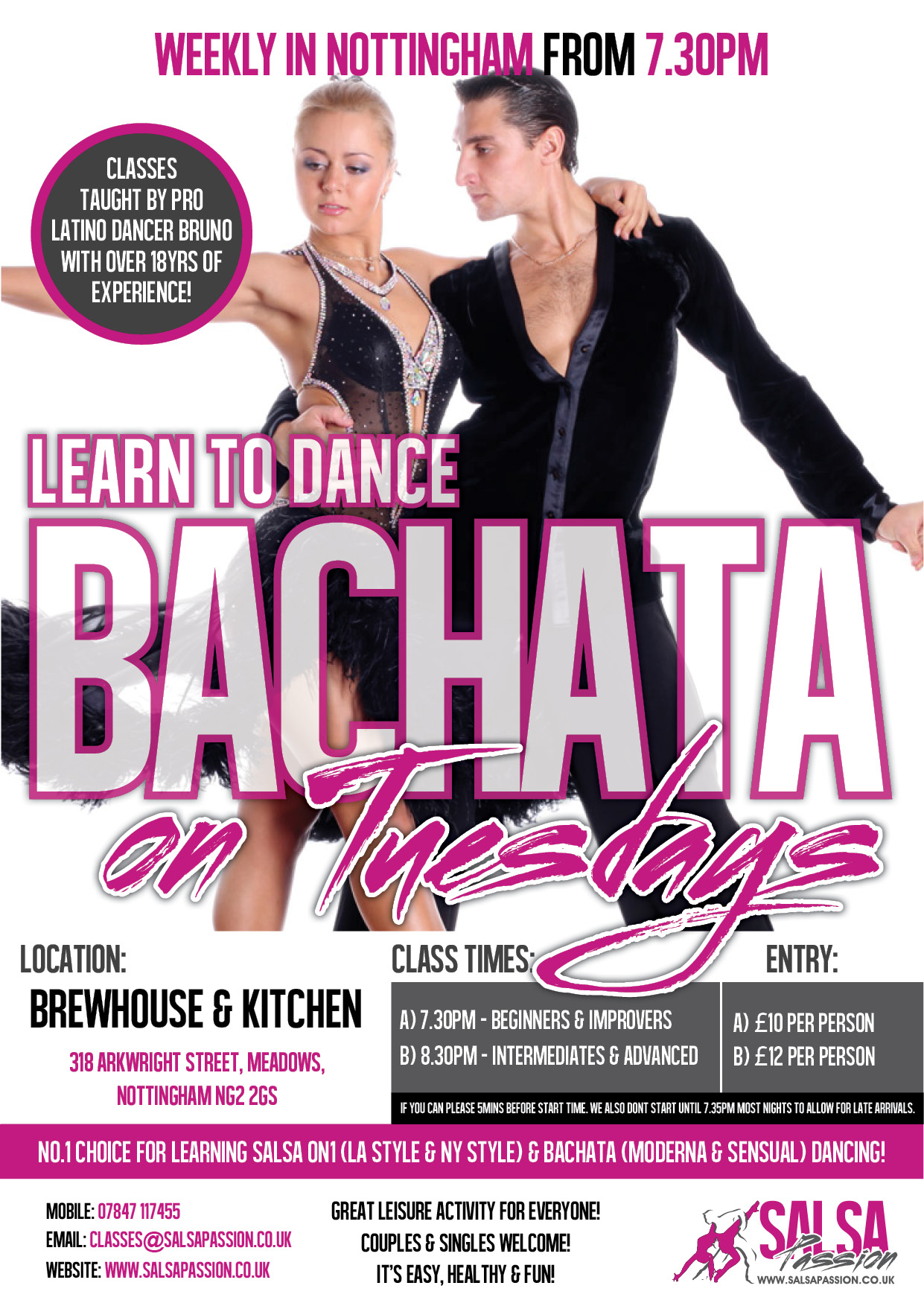 Bachata Tuesdays in Nottingham at Brewhouse & Kitchen (Pub) from 7.30pm!