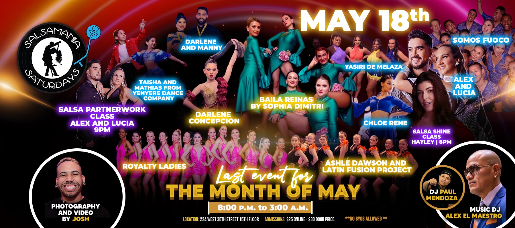 SALSAMANIA SATURDAYS LAST EVENT OF THE MONTH MAY 18TH