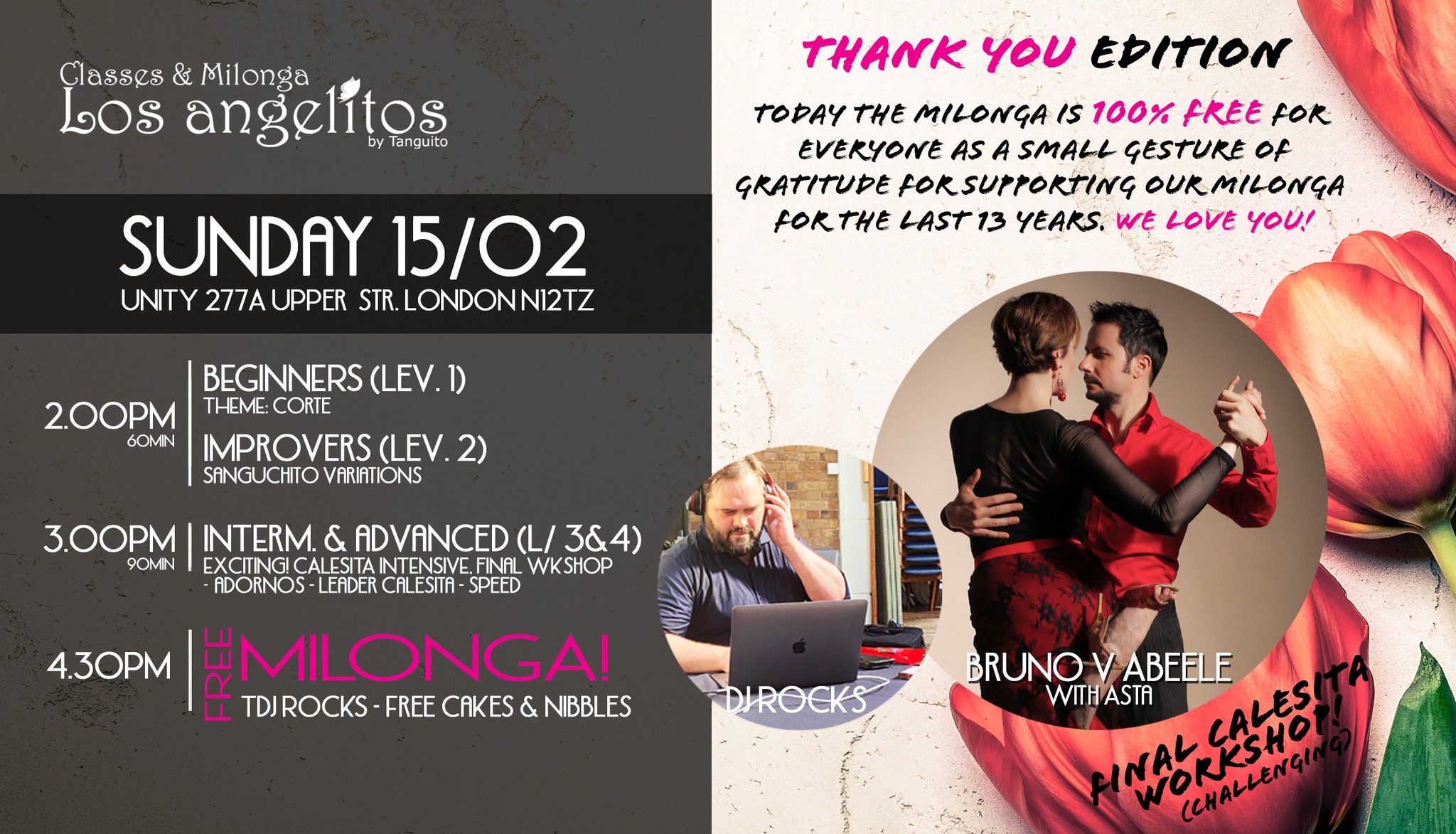 FREE FOR ALL Thank you MILONGA & Final CALESITA workshop