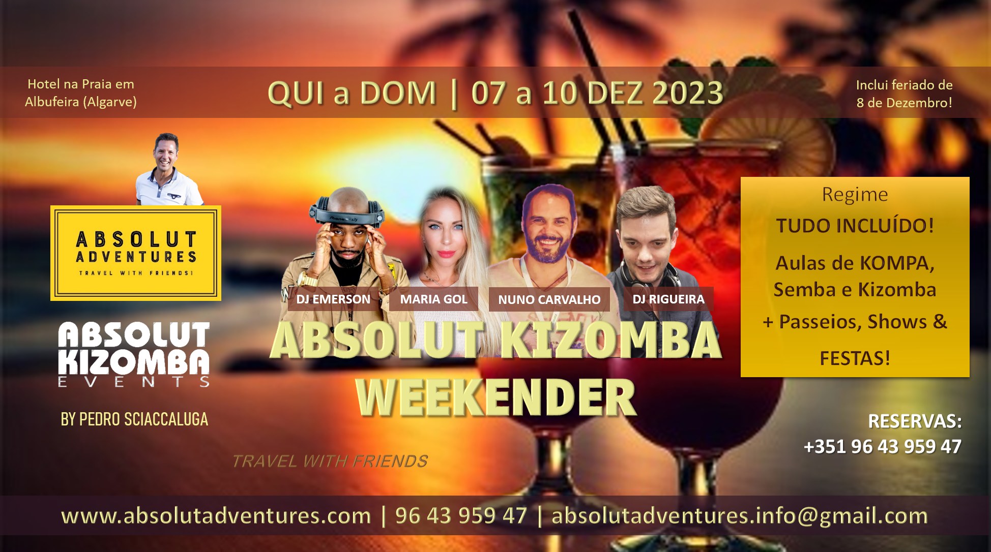 Absolut Kizomba Weekender - Hotel regime TUDO INCLUÍDO! - 7 a 10 DEZ.23