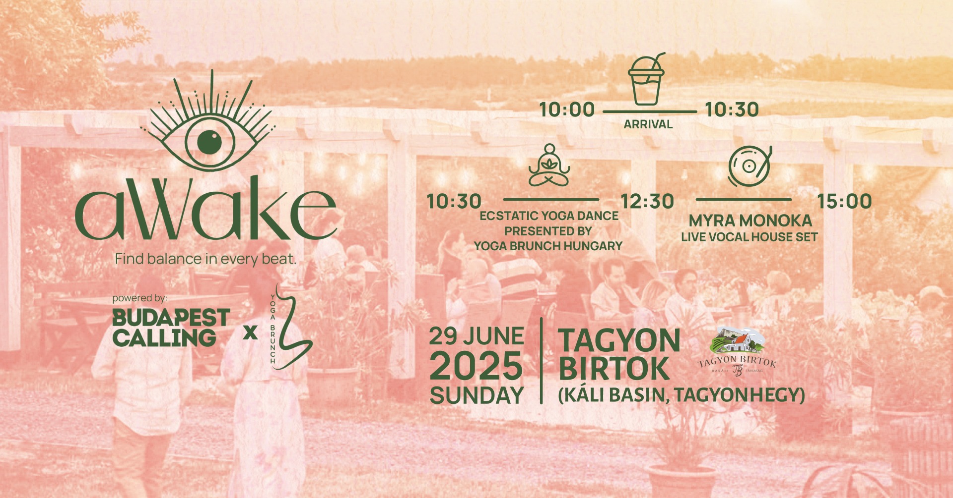 aWake đ Daytime party with Myra Monoka and Ecstatic Yoga Dance at Tagyon Birtok