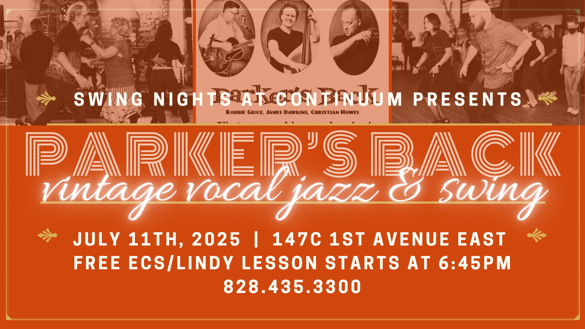 SWING NIGHTS at Continuum with PARKER’S BACK!