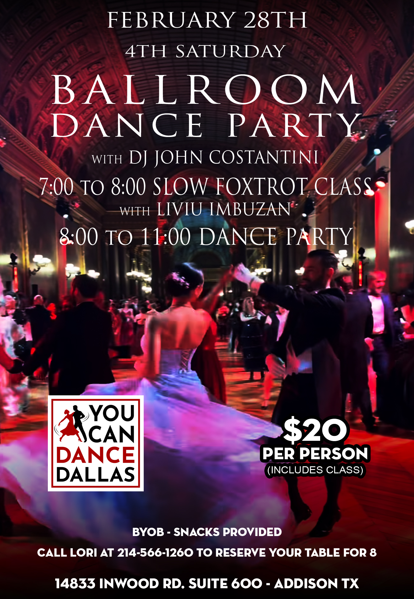4TH SATURDAY BALLROOM DANCE PARTY & SLOW FOXTROT CLASS