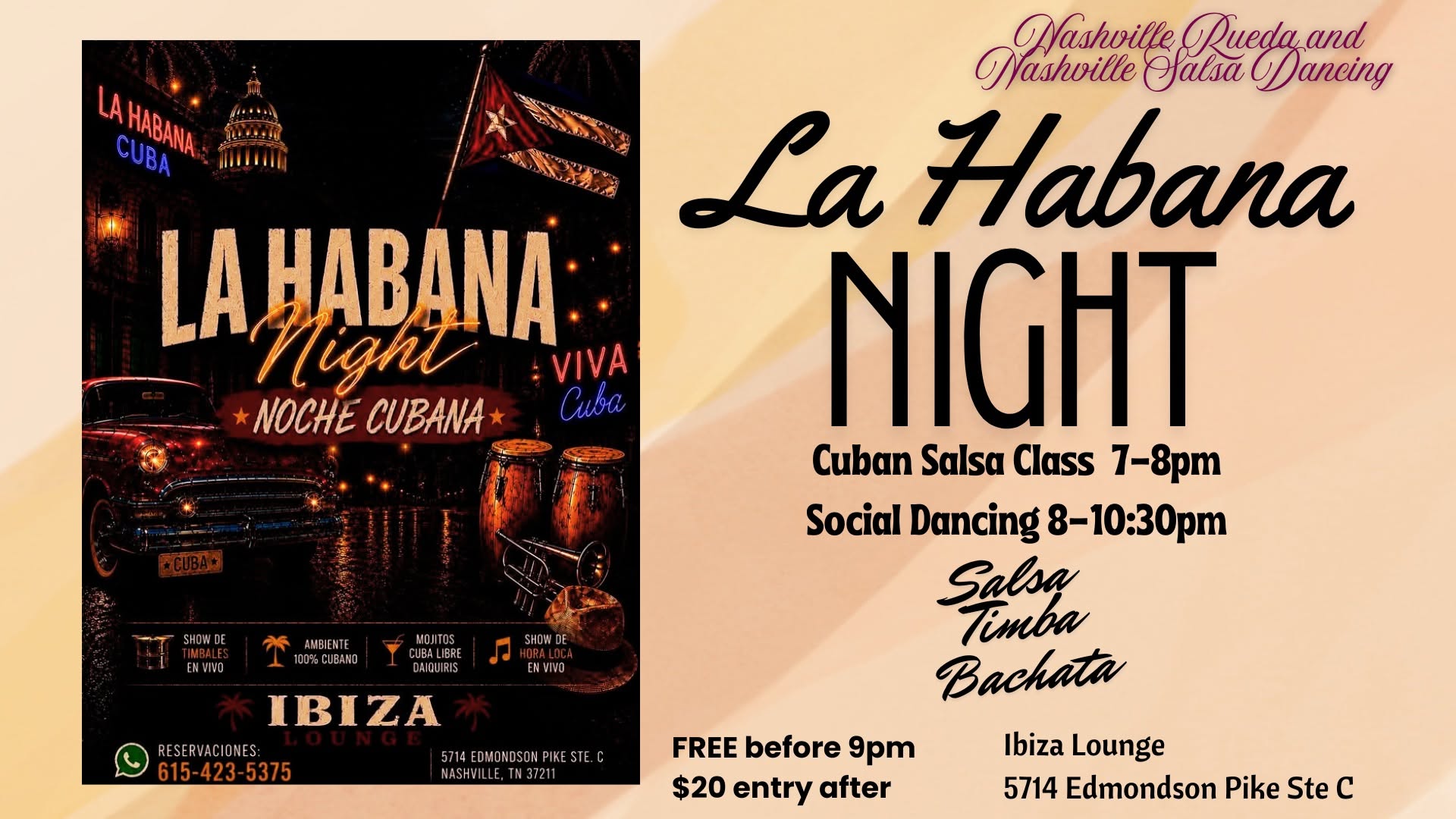 La Habana Night with Nashville Rueda and Nashville Salsa Dancing