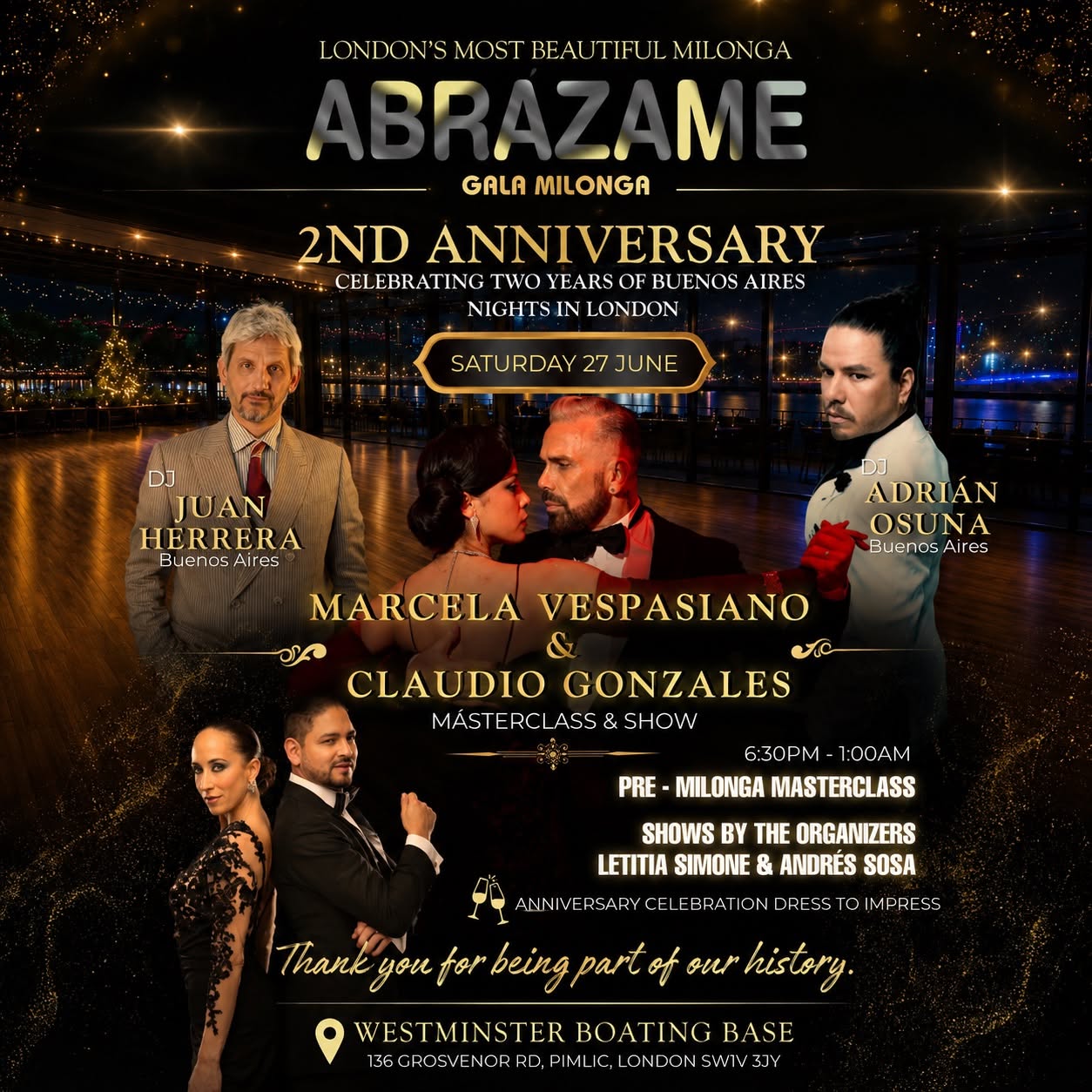 ๐ Abrรกzame 2nd Anniversary Gala Milonga Masterclass & Super Show by Claudio & Marcela
