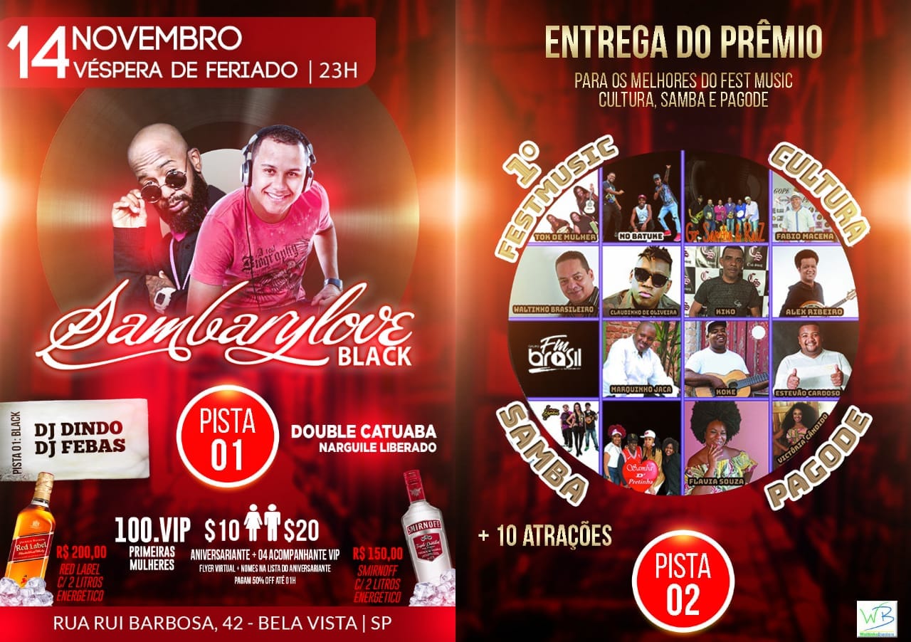 Véspera De Feriado 14 De Novembro Sambarylove Balada Black