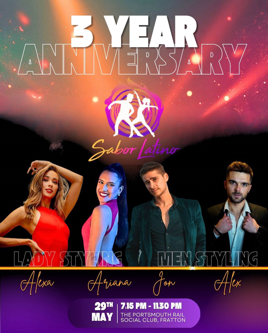 SABOR LATINO- Bachata, Salsa & Reggaeton Dance Classes & Party🎉3 Year Anniversary Celebration🎉🎉