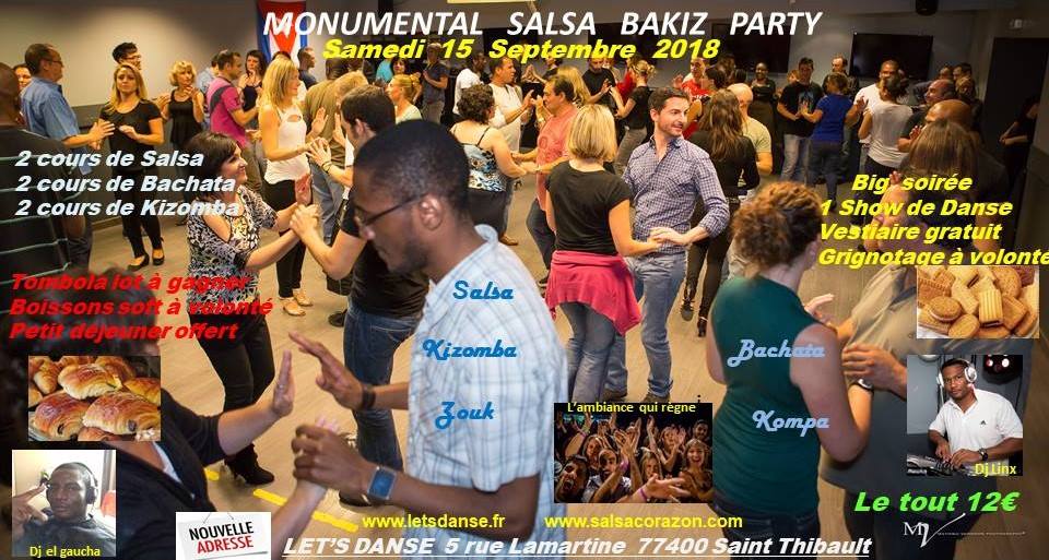 Monumental SALSA BAKIZ samedi 15 Sept à Let’s Danse St Thibaut