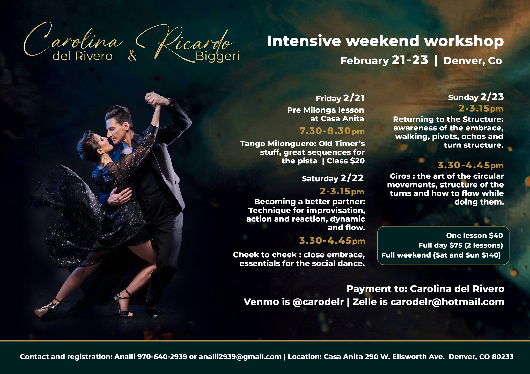 Carolina Del Rivero & Ricardo Biggeri weekend intensive workshop