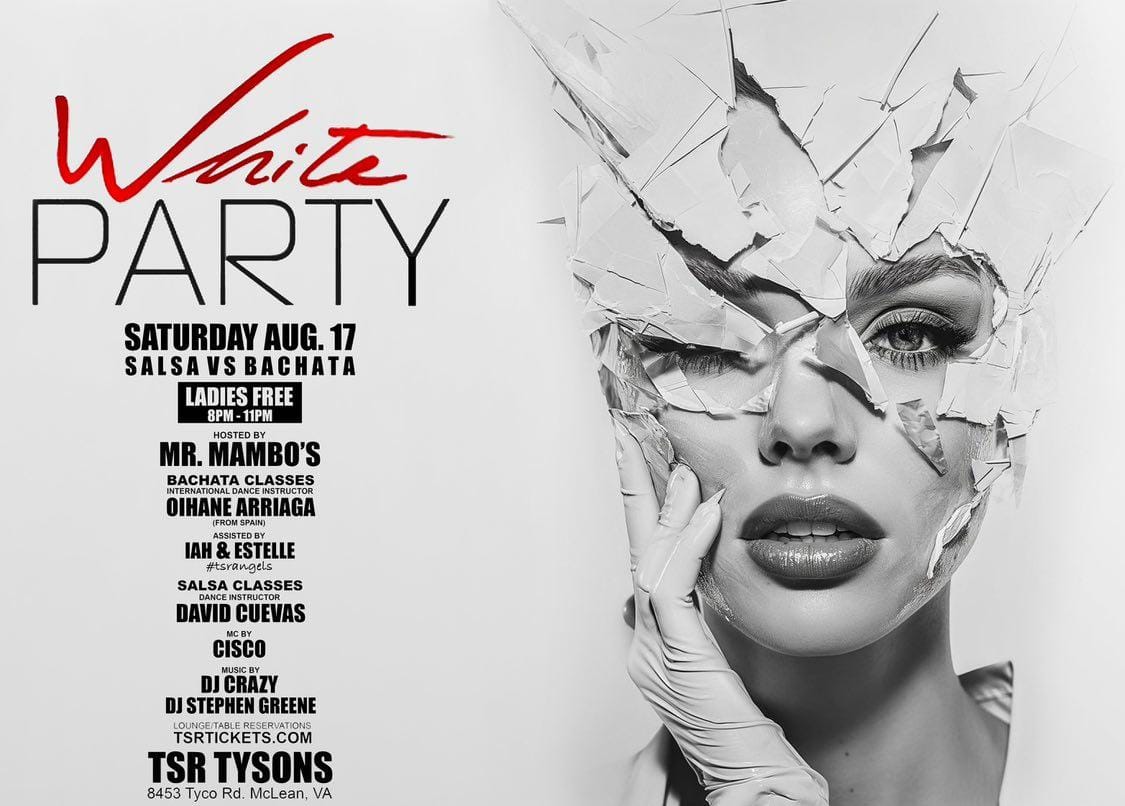 Mr. Mambo's Hosts All White Party on Main Floor at TSR w Ladies FREE 8-11pm
