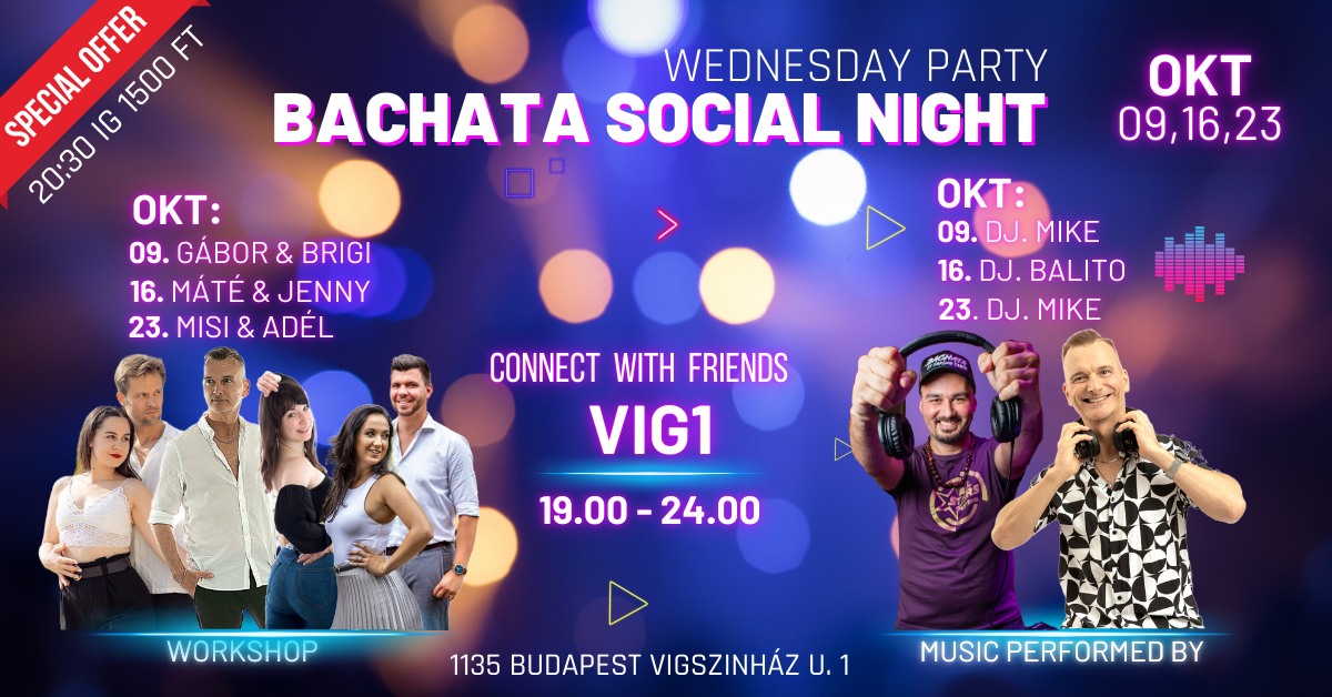 Bachata Social Night Party - OKT. 09, 16, 23, (Connect With Friends)