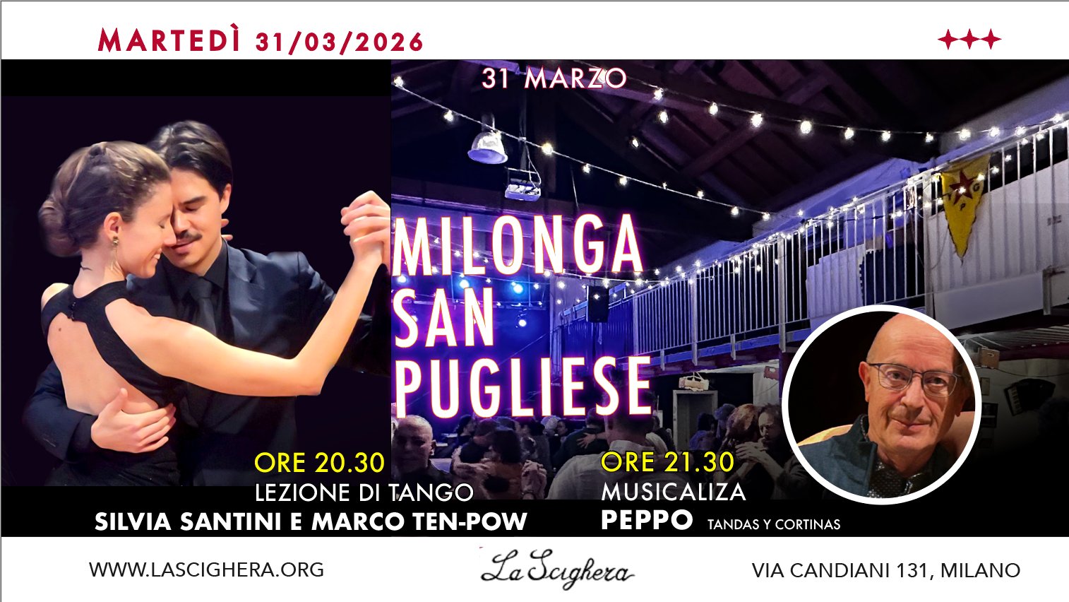 Milonga San Pugliese, Tdj Peppo + lezione Santini-Ten-Pow in pre serata