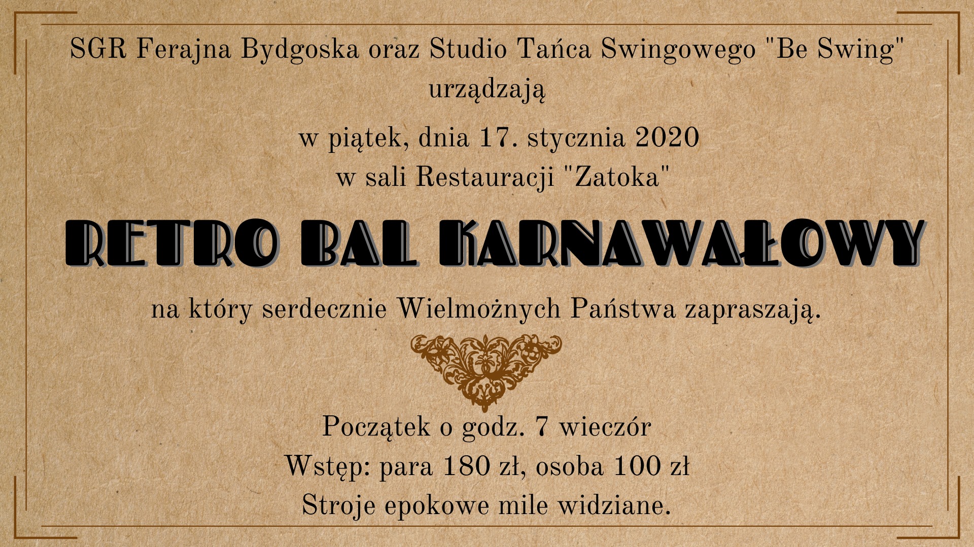 Retro Bal Karnawałowy! Lata 20, 30 i 40!