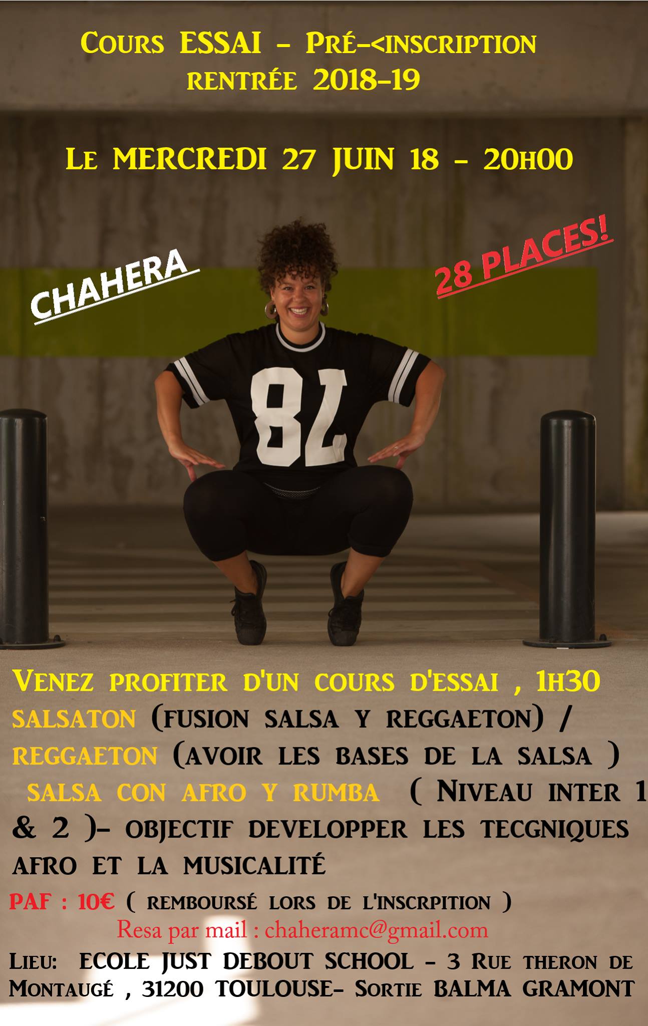Cours essai Pré-inscription 2018 19 Salsa Afro Reggaeton