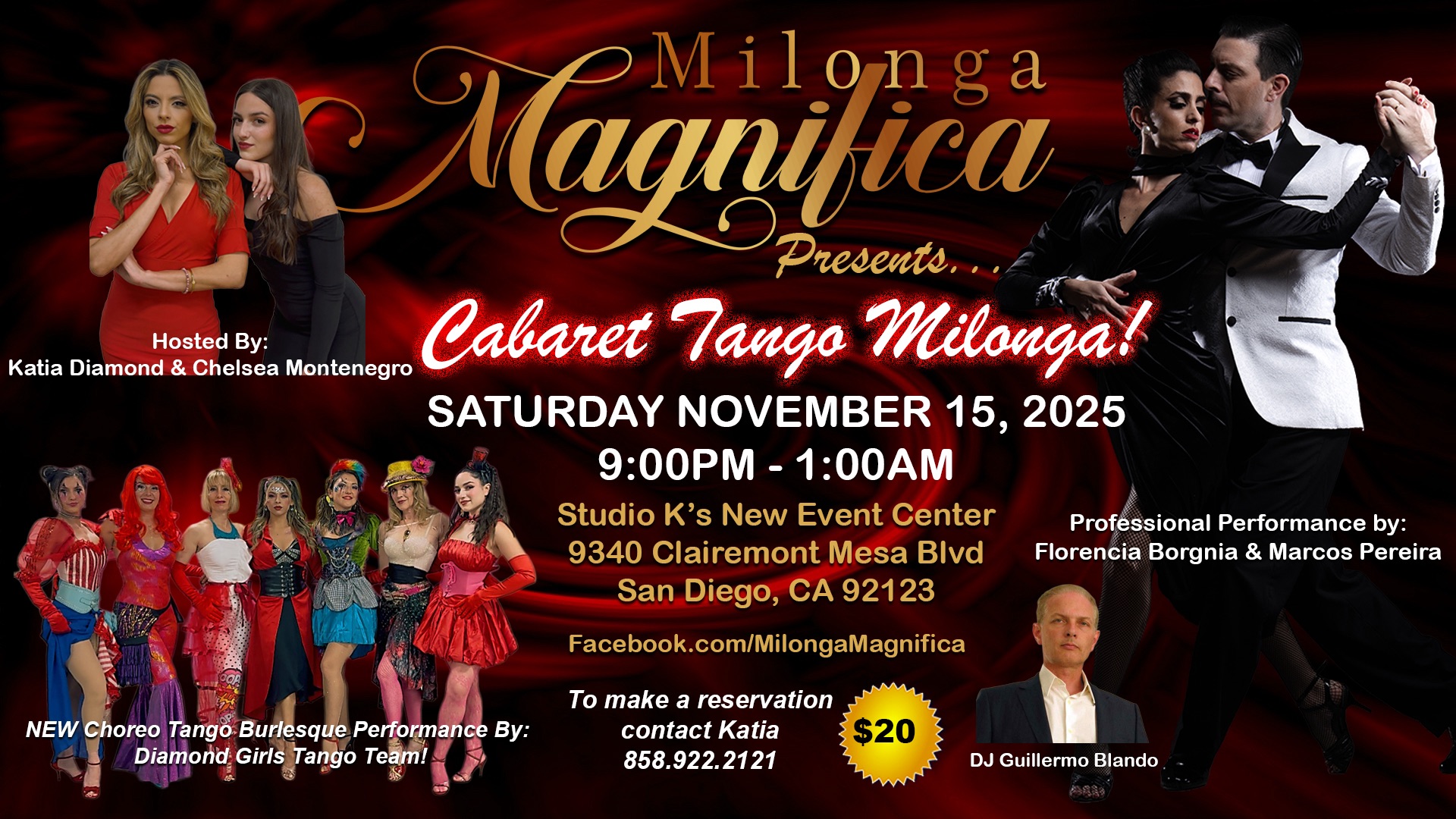 Cabaret Theme Milonga Magnifica, Performance by Florencia Borgnia & Marcos Pereira and 💎Tango Team