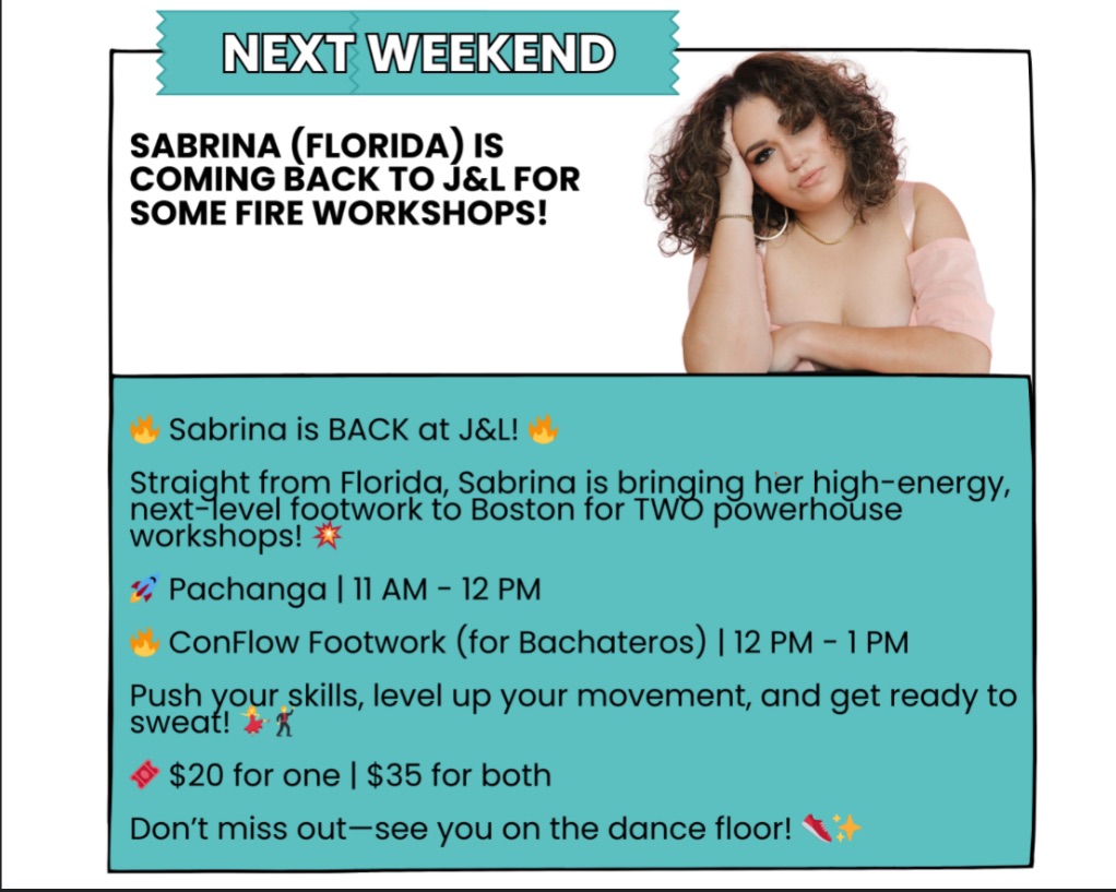 Sabrina Con Flow ! Pachanga and Bachata Workshops @ J&L Dance Studio