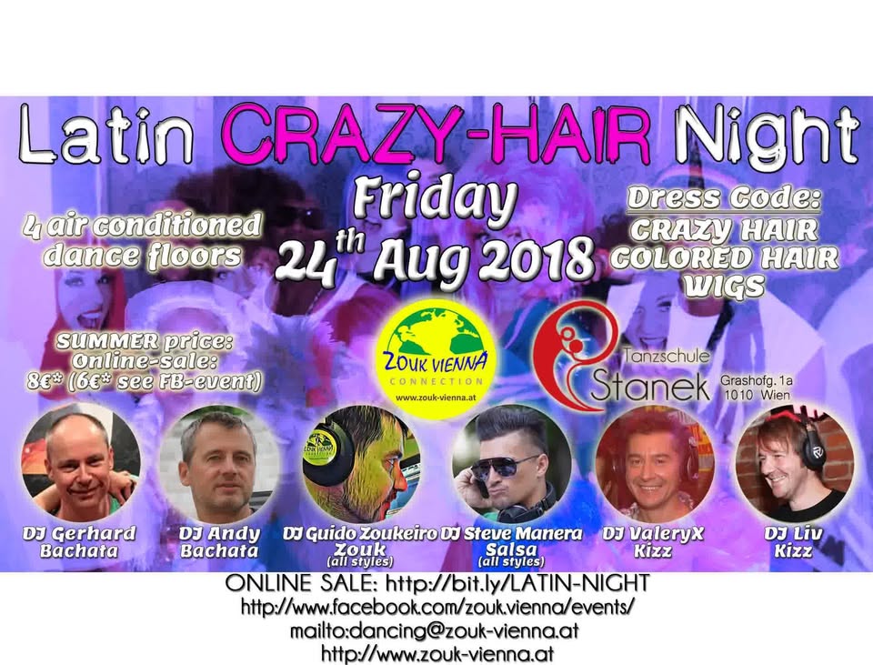 Latin CRAZY HAIR Night - Salsa Bachata Zouk Kizz FreeClasses