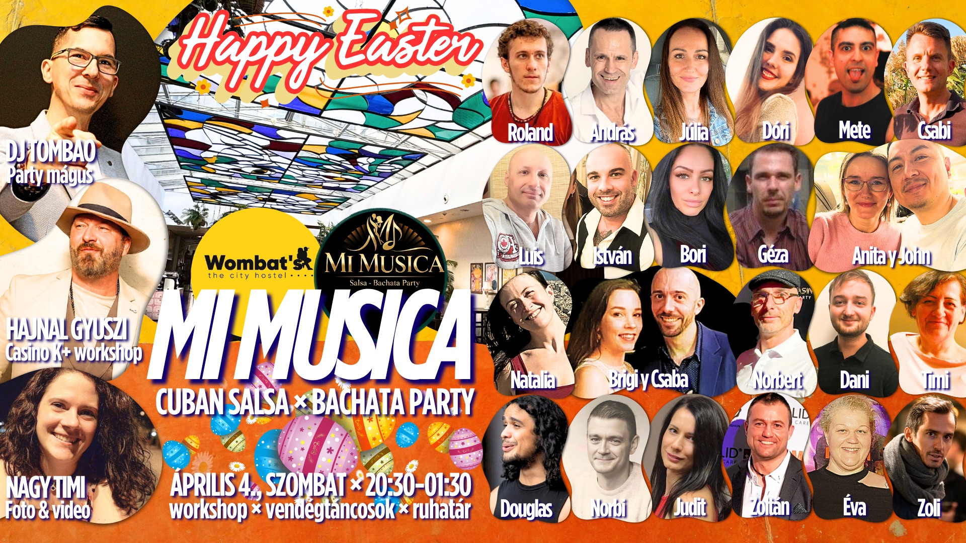 🐣Mi Musica Húsvéti Salsa-Bachata party ⭐️Wombat ⭐️Hajnal Gyuszi Casino Wsh ⭐️VendégTÁNCOSOK•RUHATÁR