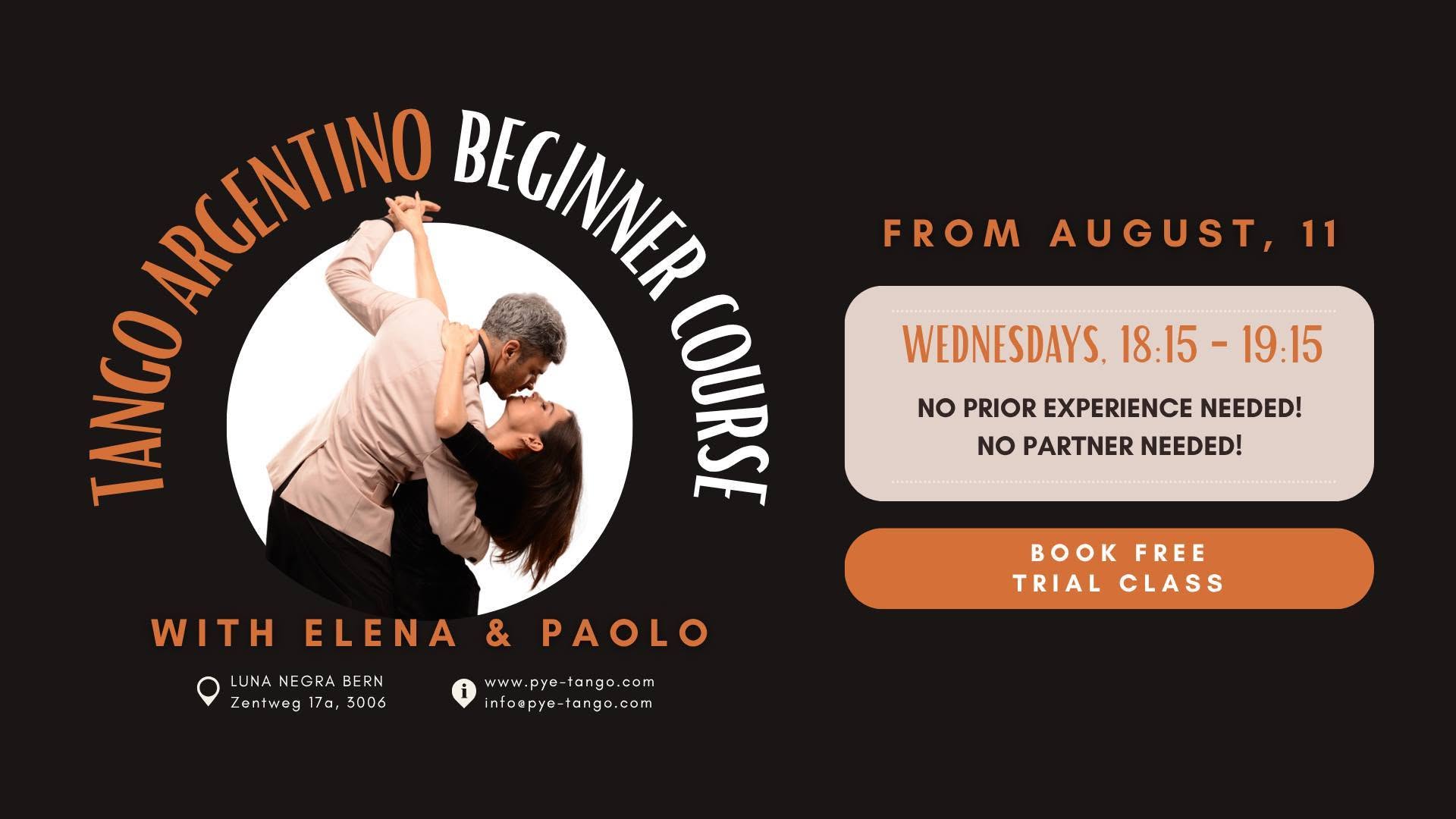 TANGO ARGENTINO ANFÄNGERKURS MIT ELENA & PAOLO - LUNA NEGRA BERN