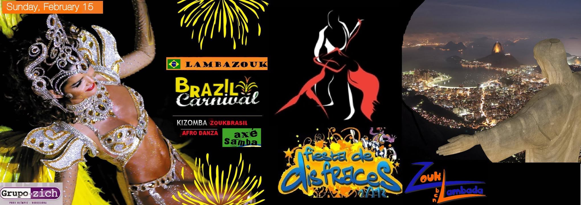 !! DOMINGO CARNAVAL BRASIL con ZOUKLAMBADABCN + PARTY DISFRACES !!!!