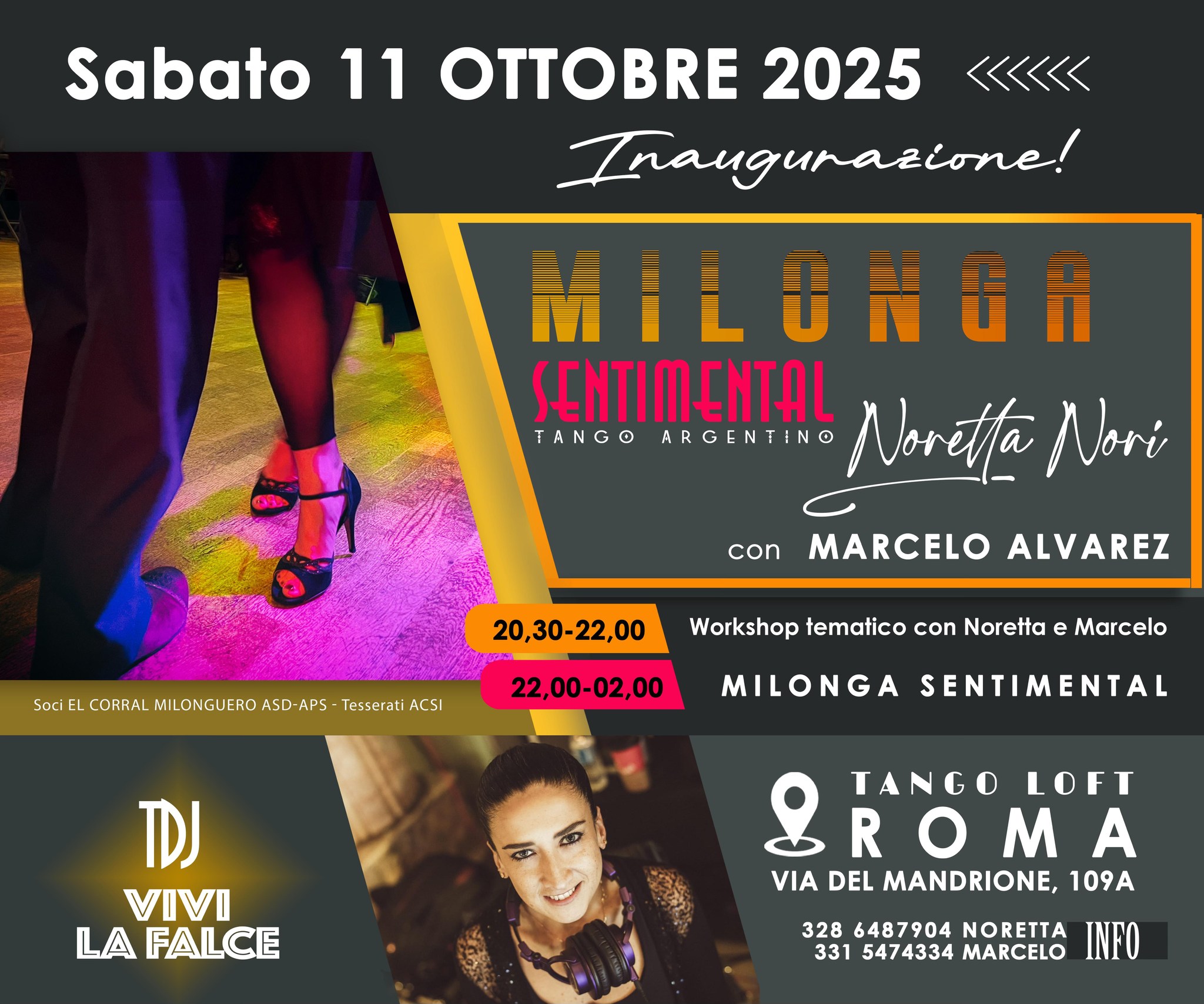 Milonga Sentimental, Grande Festa di Inaugurazione TDJ VIVI LA FALCE
