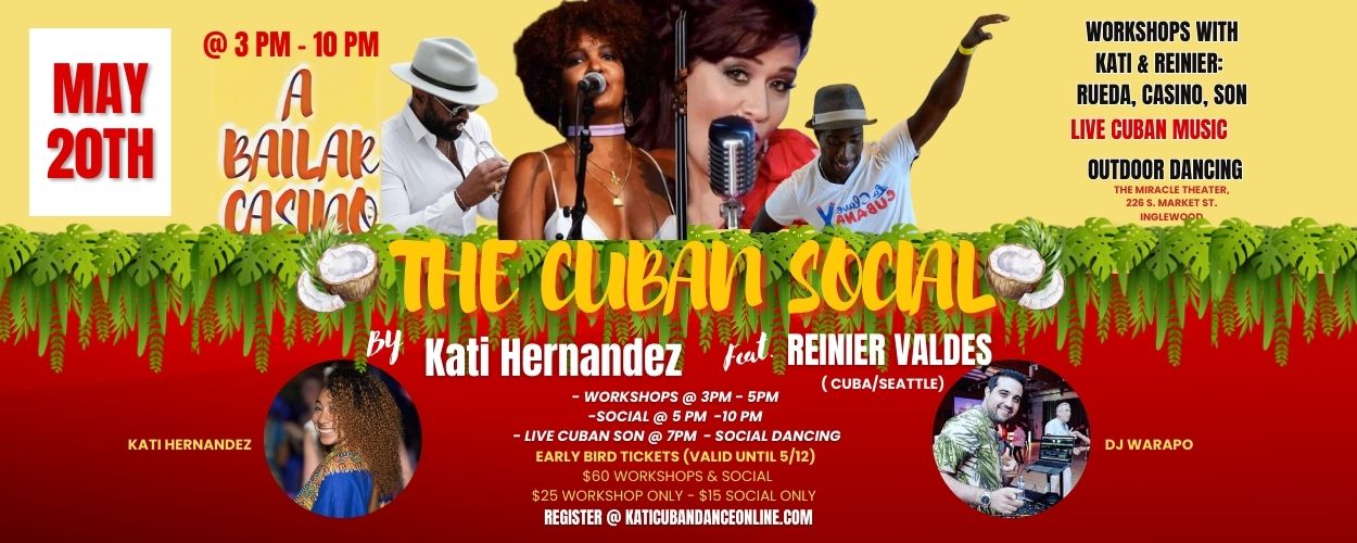 The Cuban Social. Outdoors Dancing Workshops Party Live Music feat from Cuba Reinier Valdes.