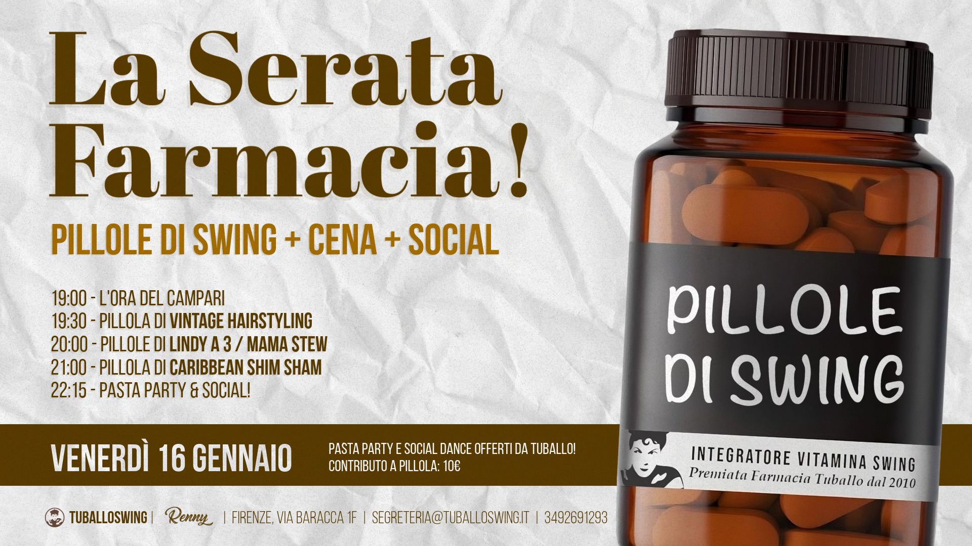 La serata "Farmacia" - lezioni tematiche, pasta party e social dance!