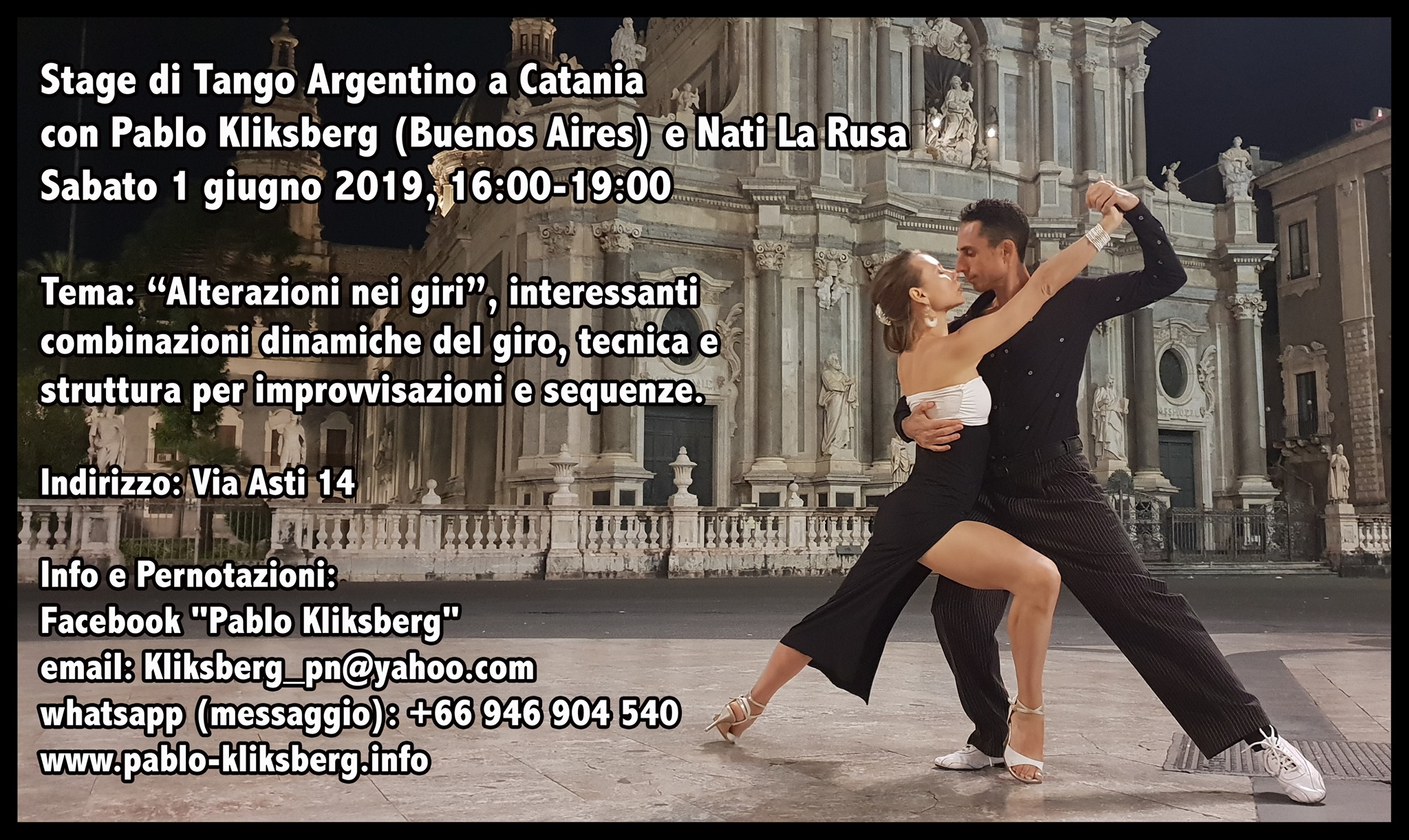 Stage di Tango a Catania con Pablo Kliksberg e Nati La Rusa