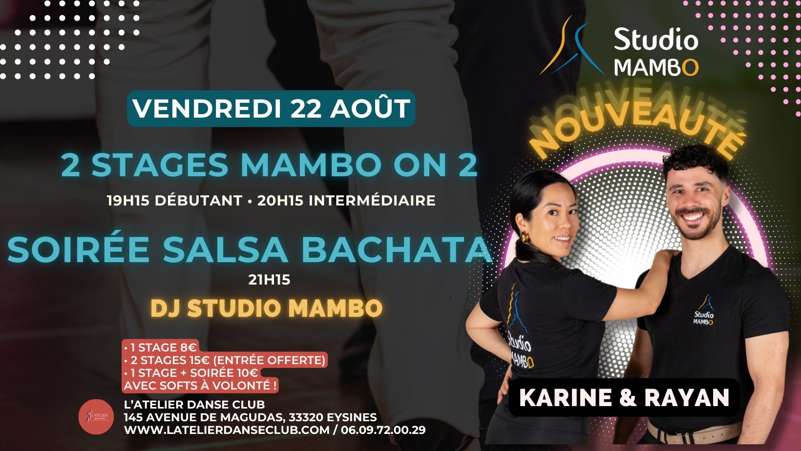 NOUVEAUTÉ : 2 stages Mambo On 2 & Soirée Latino Rock