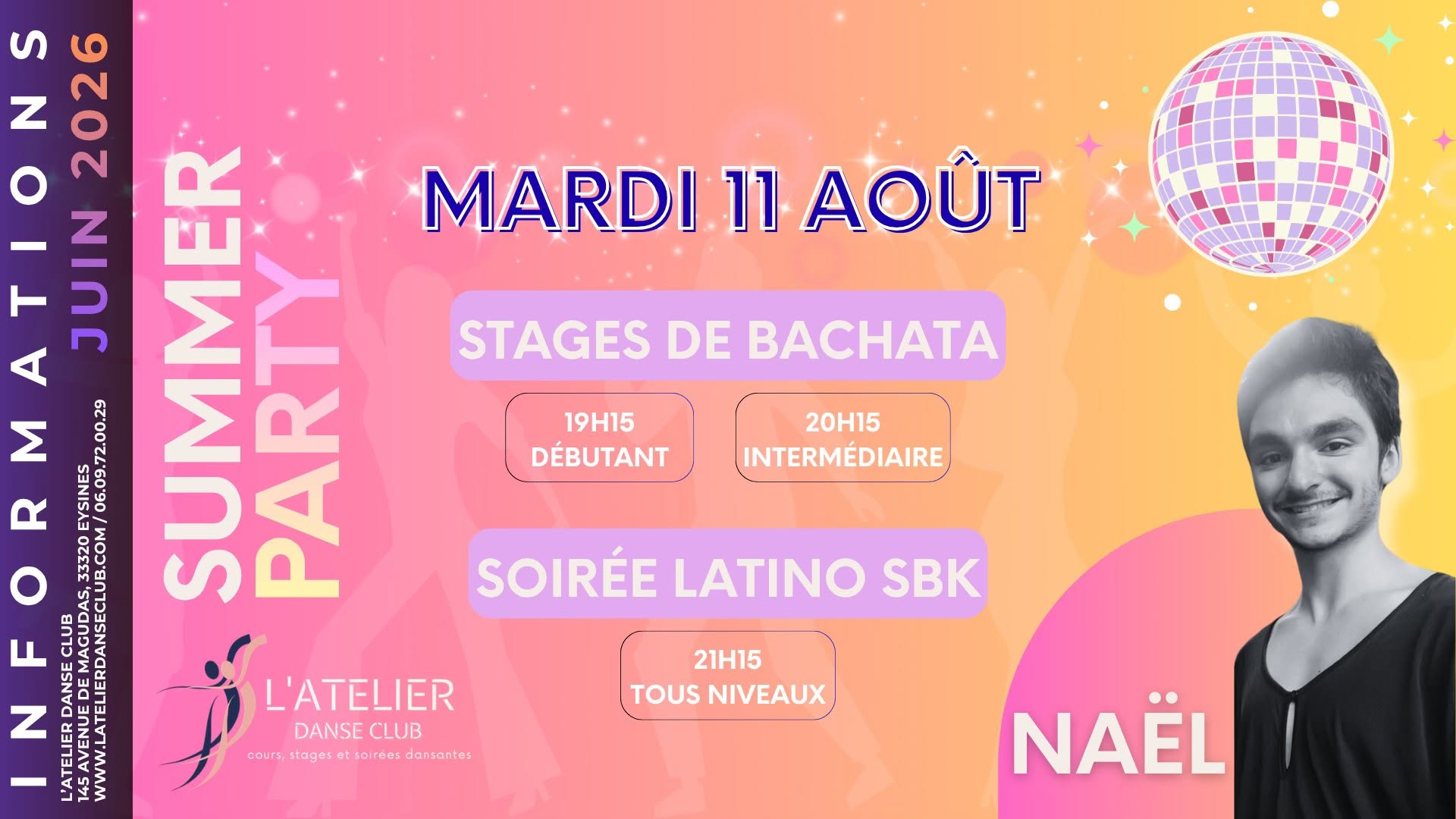 STAGES DE BACHATA & SOIRÉE LATINO SBK - SUMMER PARTY 🌸