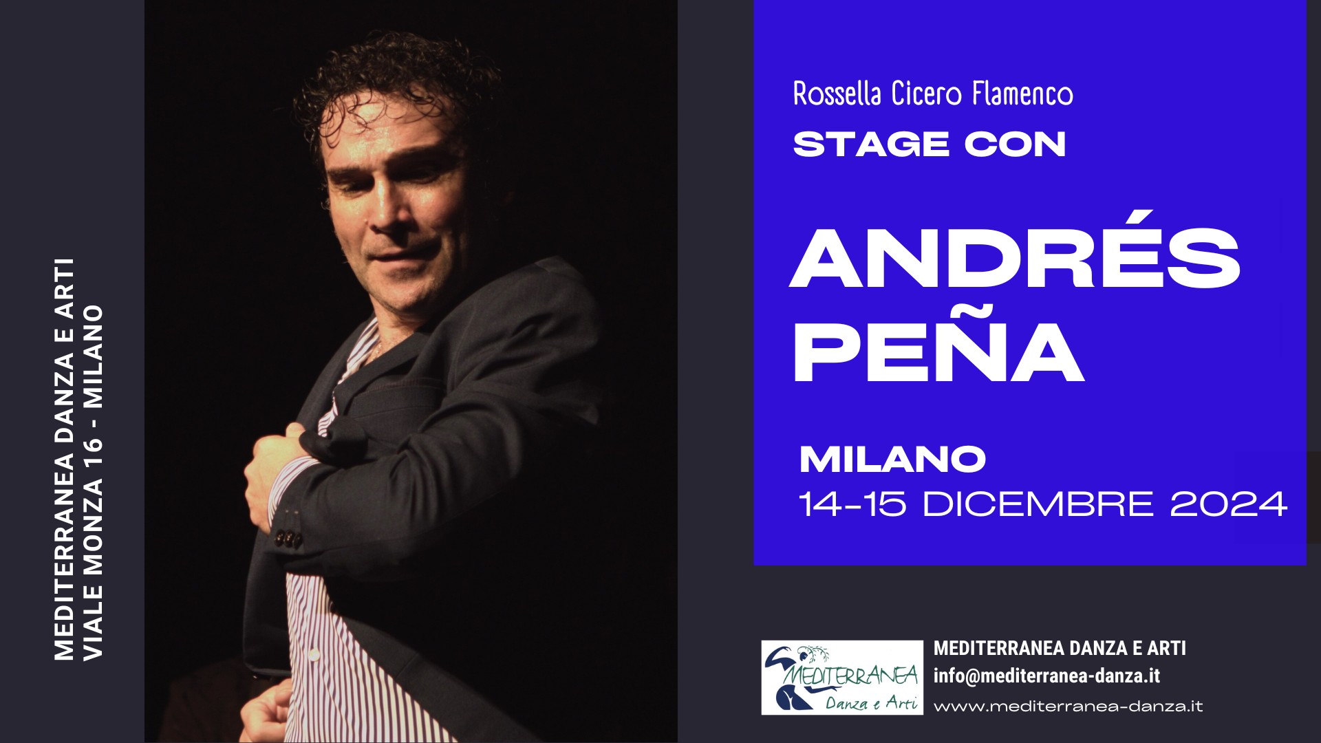 Stage di Flamenco a Milano con ANDRÉS PEÑA il 14 e 15 dicembre 2024 Mediterranea Danza