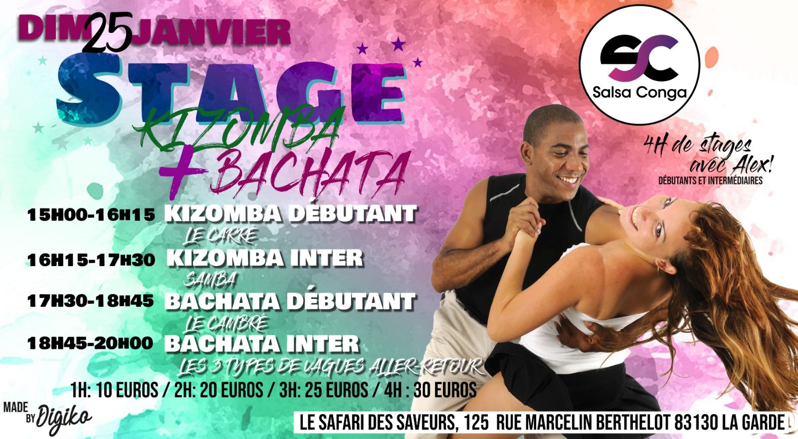 Stage Salsa Kizomba Bachata avec Alex chez Salsa Conga